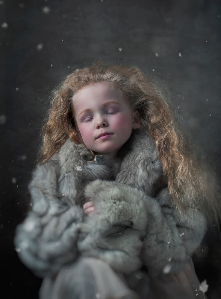 Sleeping Winter Girl by Monika Vanhercke — canvas wall art