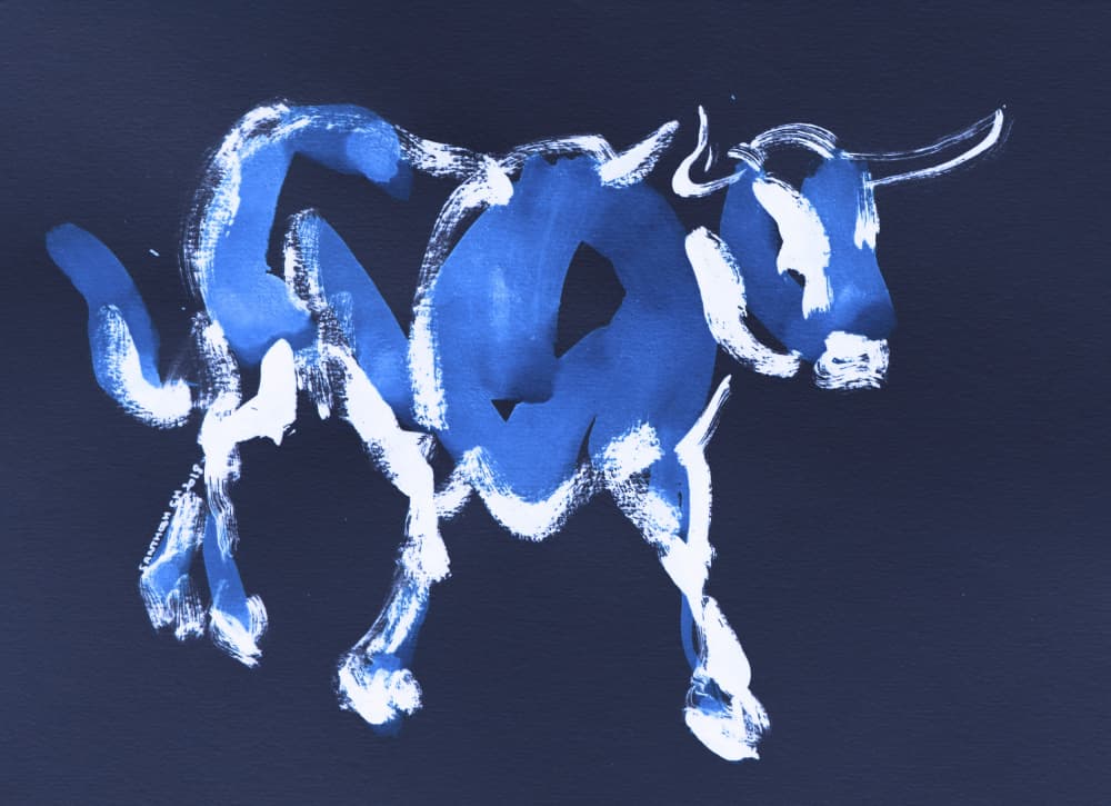Dynamic Blue Bull by Santhosh ch — canvas wall art