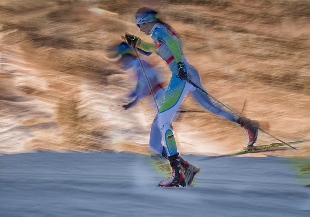 Dynamic Skiing Action by Milan Malovrh — canvas wall art