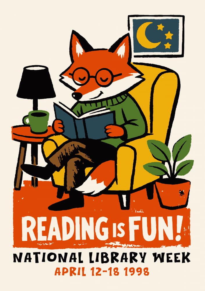 Cozy Fox Reading by Patryk Krygowski — canvas wall art