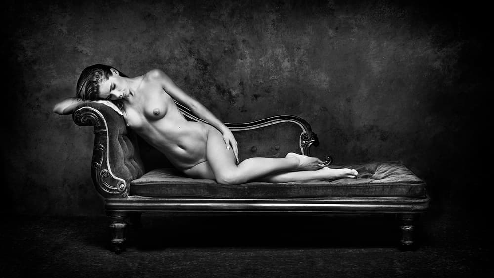 Elegant Reclining Nude by Joan Gil Raga — canvas wall art