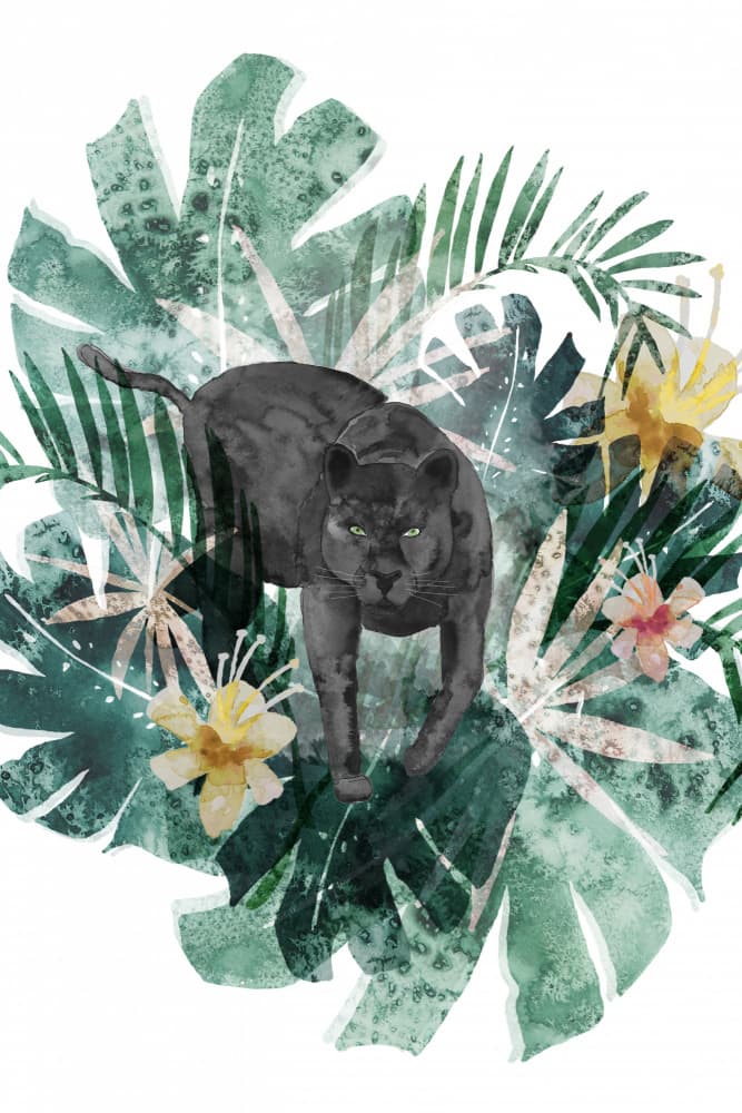 Mysterious Jungle Panther by Karen Menzenbach — canvas wall art
