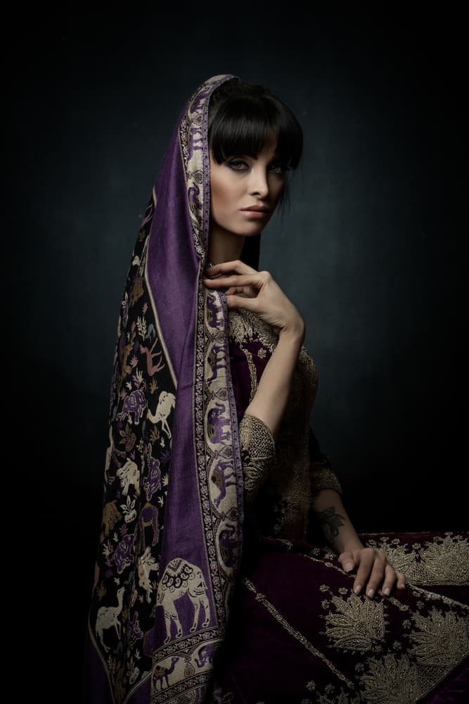 Regal Purple Portrait by Mehdi Mokhtari — canvas wall art