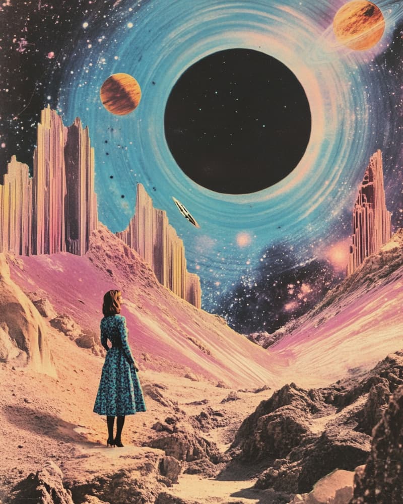 Woman Gazing Black Hole by Samantha Hearn — canvas wall art