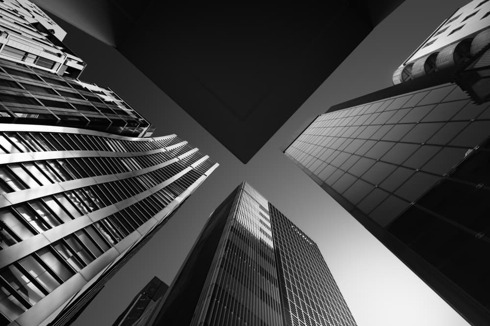 Black White Urban Geometry by Akira TAKAUE — canvas wall art