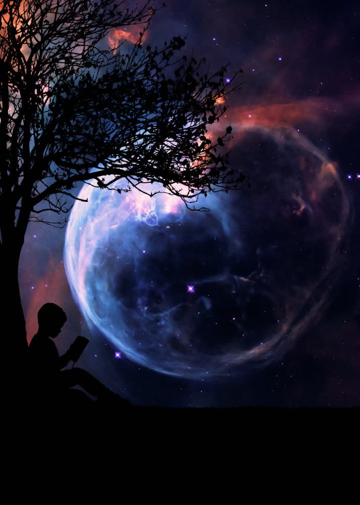 Cosmic Reading Night by Ariz Rab — canvas wall art