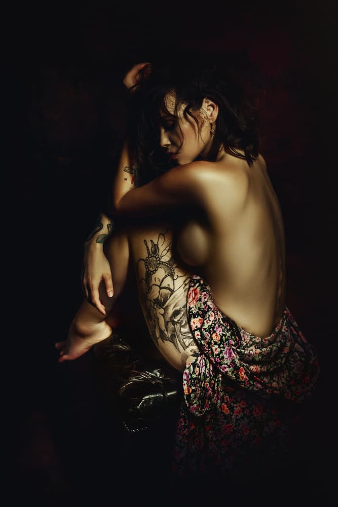 Tattooed Floral Nude by Ruslan Bolgov — canvas wall art