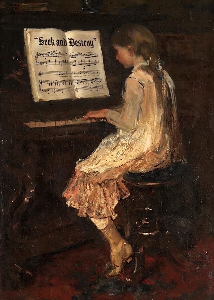 Young Girl Playing Piano by Dikhotomy — canvas wall art
