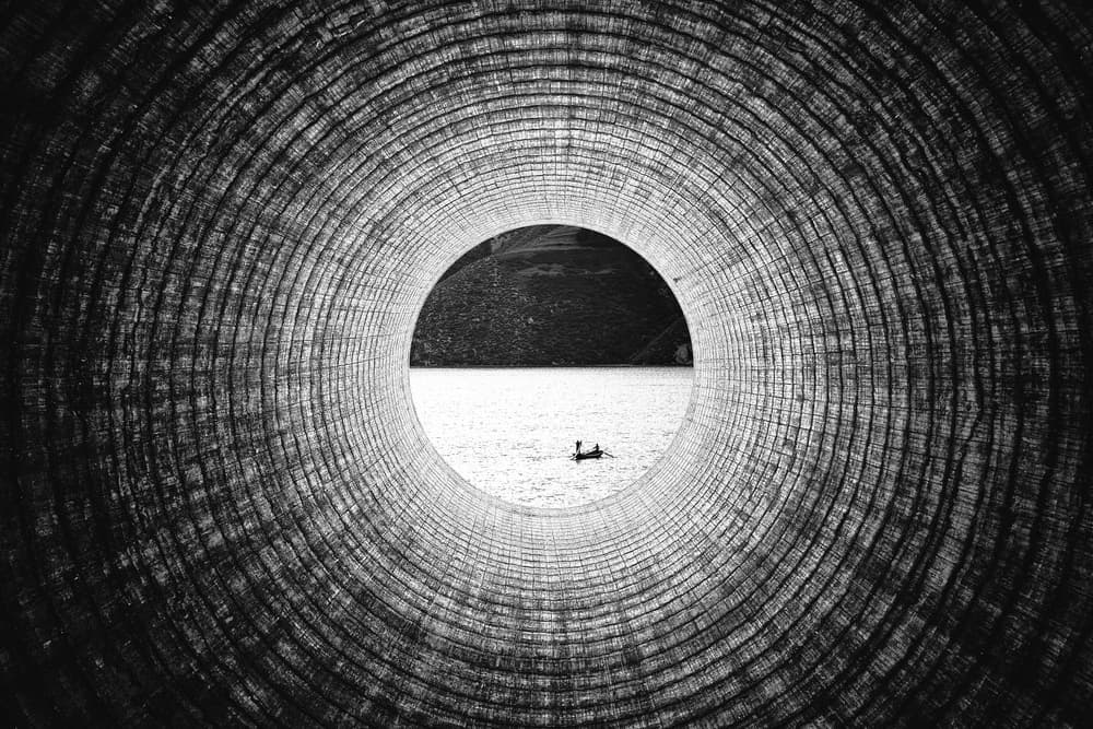 Circular Tunnel Boat by Zhou Chengzhou — canvas wall art