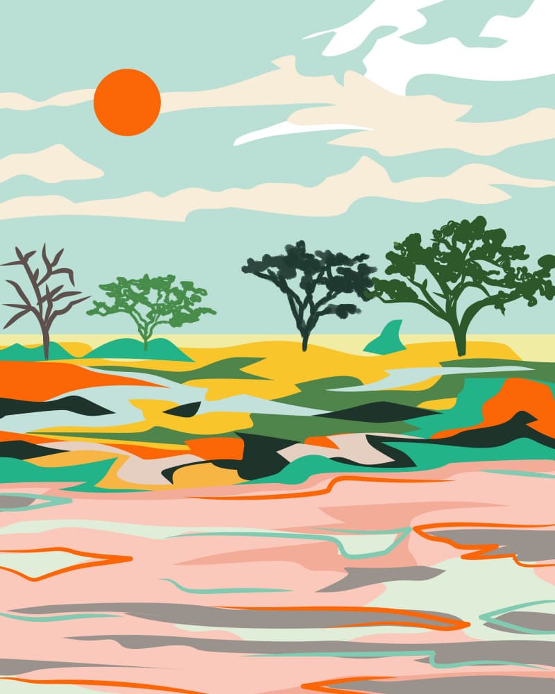 Vibrant Abstract Landscape by Kintsugi99 — canvas wall art