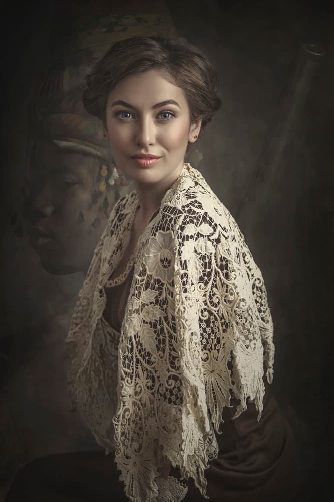 Vintage Lace Portrait by Carola Kayen-Mouthaan — canvas wall art