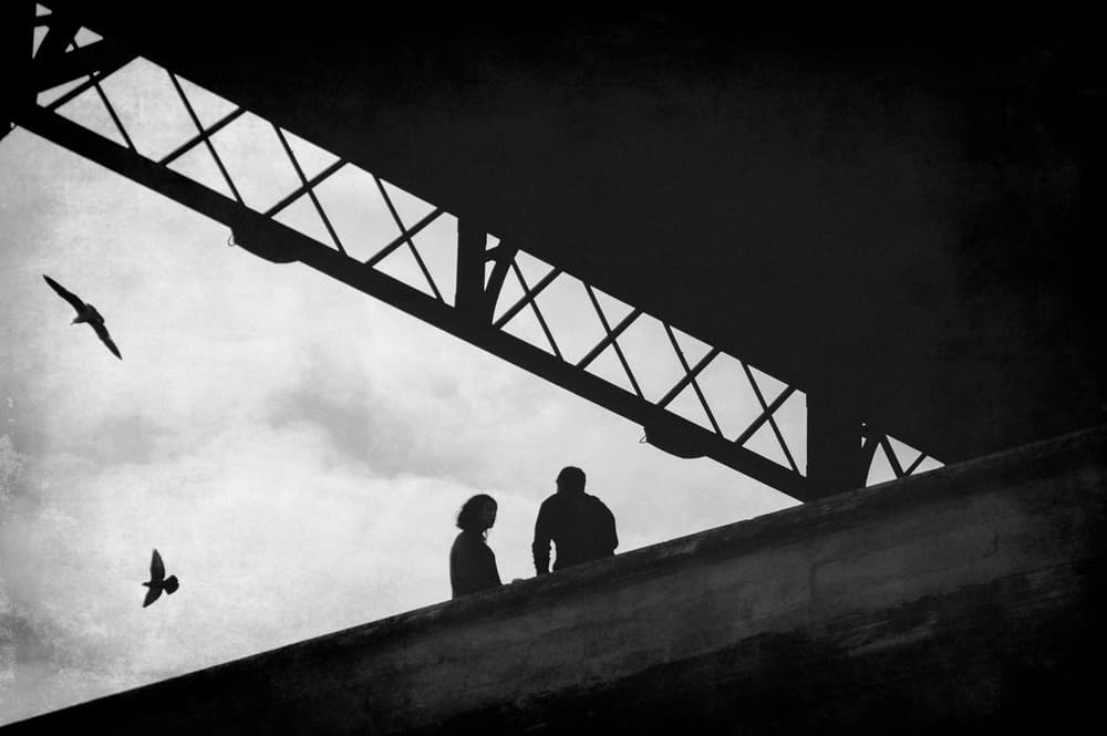 Bridge Silhouettes And Sky by Milena Seita — canvas wall art