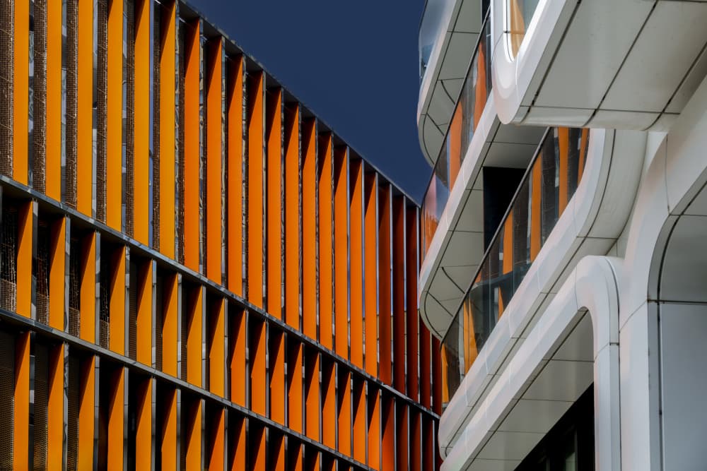 Orange and White Architecture by Stephan Rückert — canvas wall art