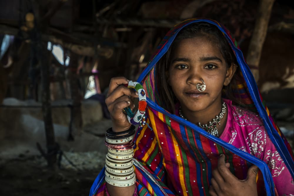Indian Girl with Nose Ring by Giuseppe DAmico — canvas wall art