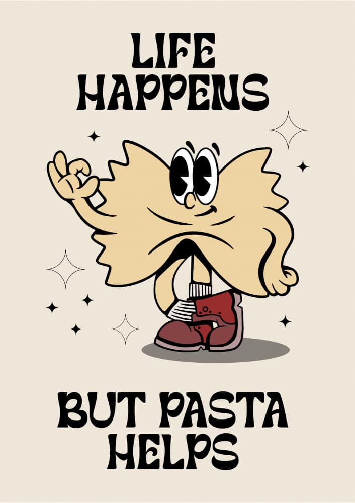 Whimsical Pasta Life Quote by Alina Shulhouskaya — canvas wall art