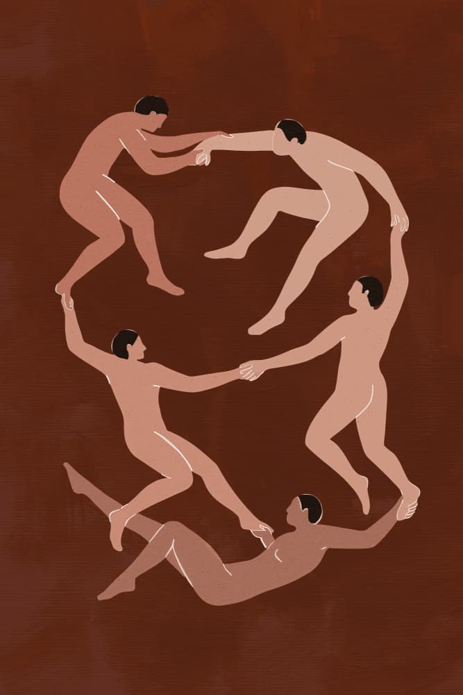 Men in motion by Treechild — canvas wall art