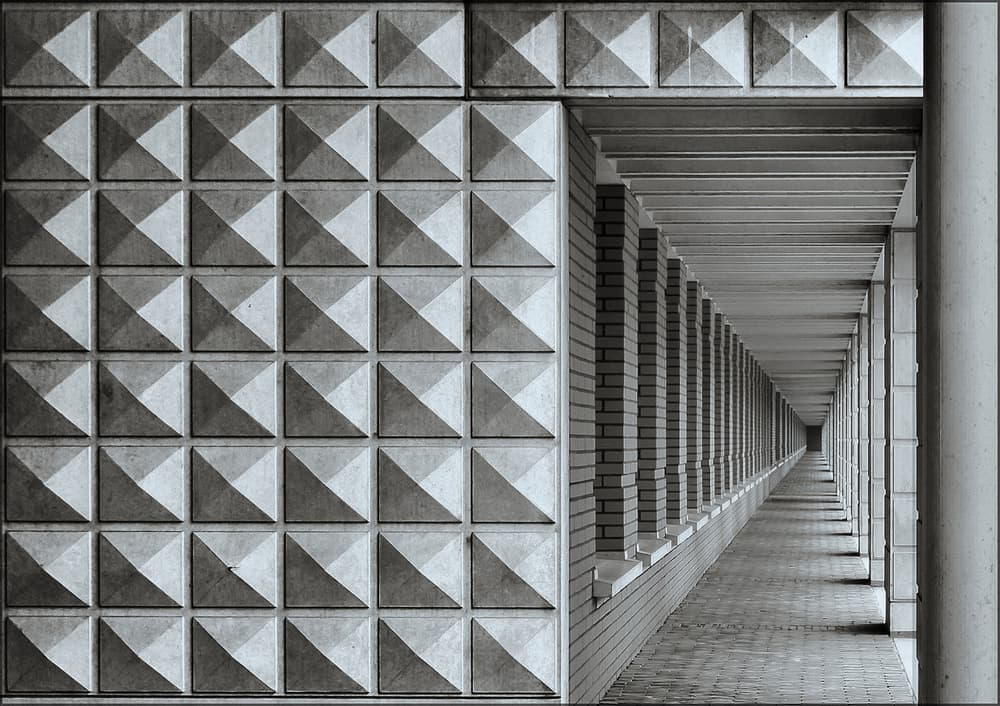 Modern Geometric Corridor by Henk van Maastricht — canvas wall art