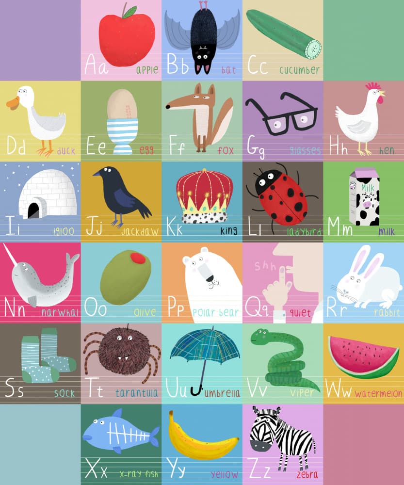 Colorful Kids Alphabet by Carla Daly — canvas wall art