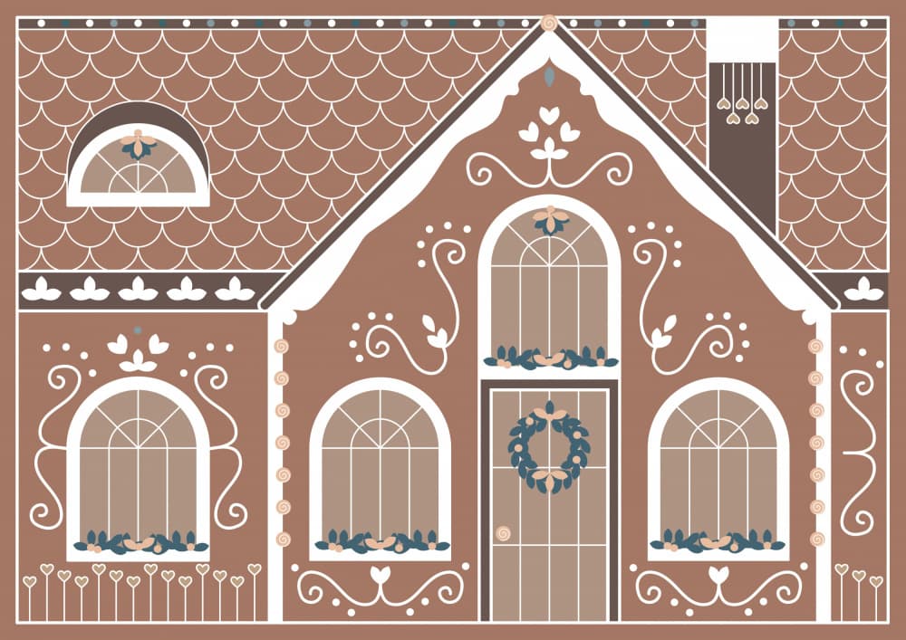 Festive Gingerbread House by Rosana Laiz Blursbyai — canvas wall art