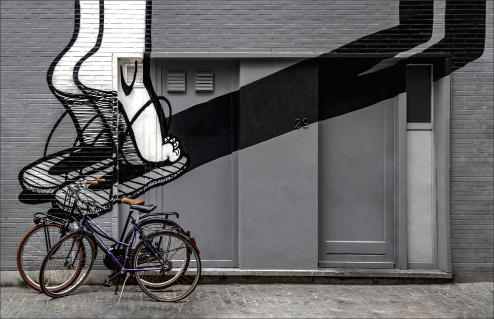 Graffiti Heels and Bikes by Gilbert Claes — canvas wall art