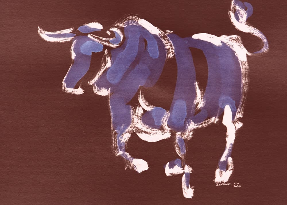 Dynamic Blue Bull by Santhosh ch — canvas wall art