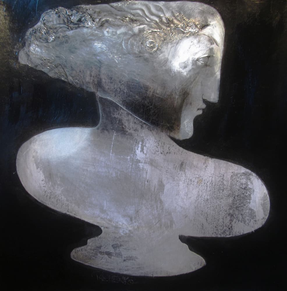 Elegant Silver Profile by Victor Tkachenko — canvas wall art