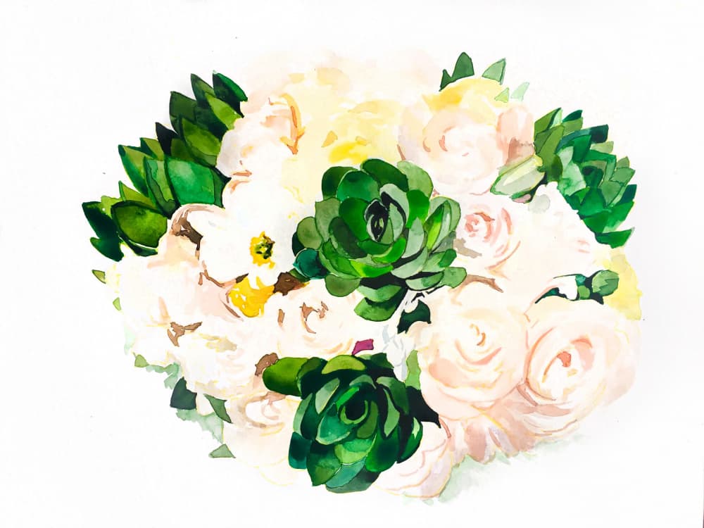 Watercolor Succulent Bouquet by Christine Lindstrom — canvas wall art