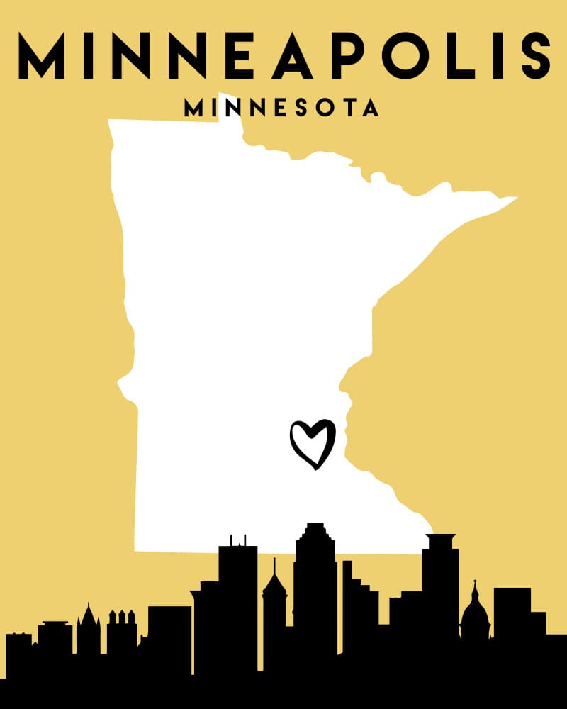 Minneapolis Minnesota Skyline Map by Emiliano Deificus — canvas wall art