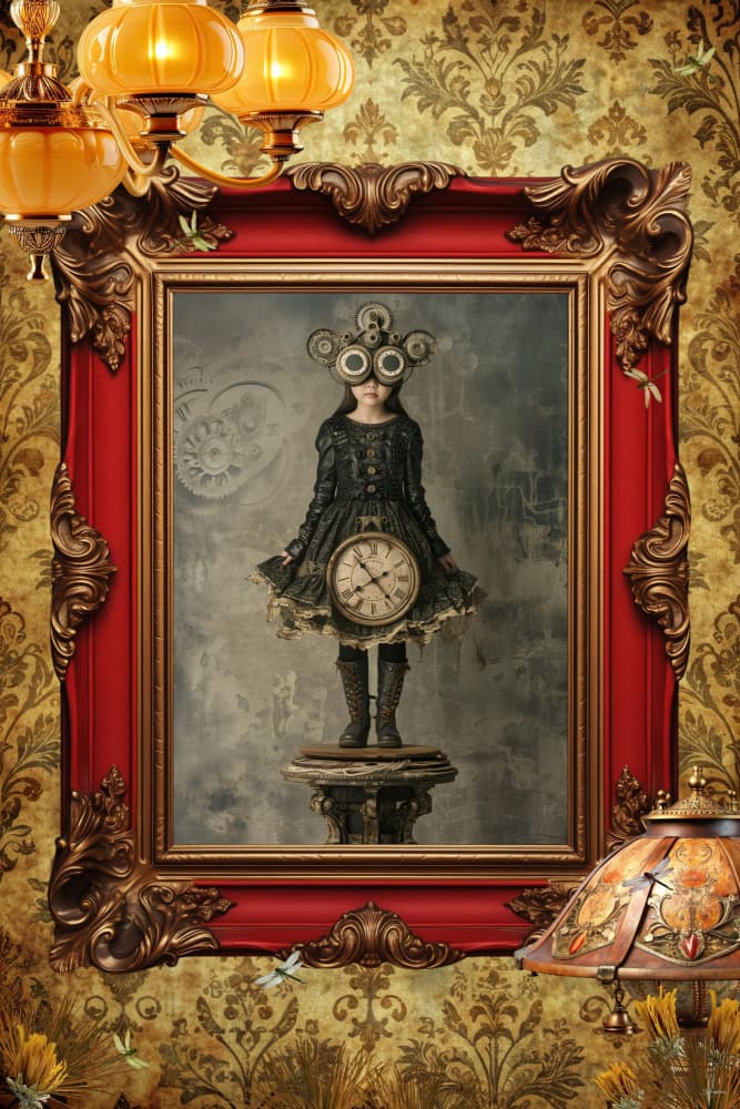 Steampunk Clock Girl by Sue Skellern — canvas wall art