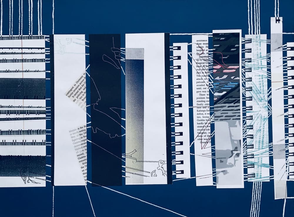 Blue Data Flow by kellymariesmith — canvas wall art
