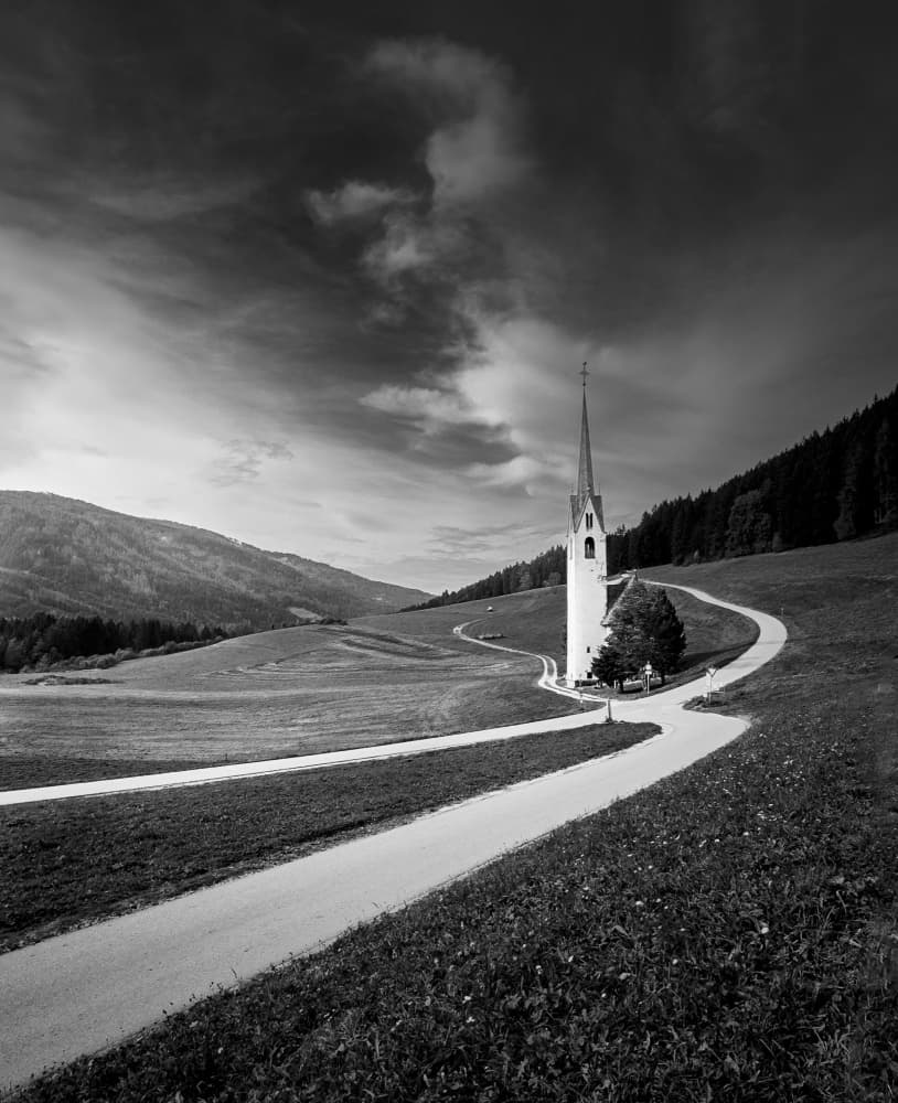 Mountain Church Paths by Bing Li — canvas wall art