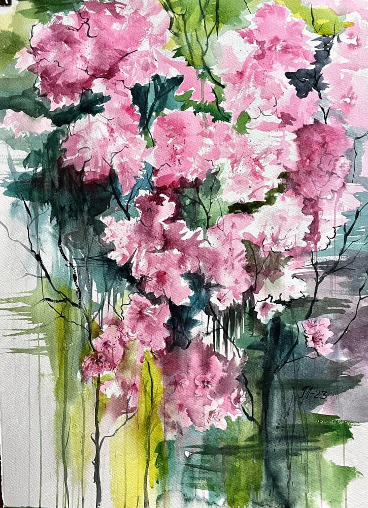Vibrant Pink Blooms by Tanya Lundmark — canvas wall art