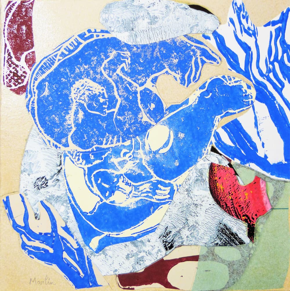 Blue Abstract Figures by Pascal Marlin — canvas wall art