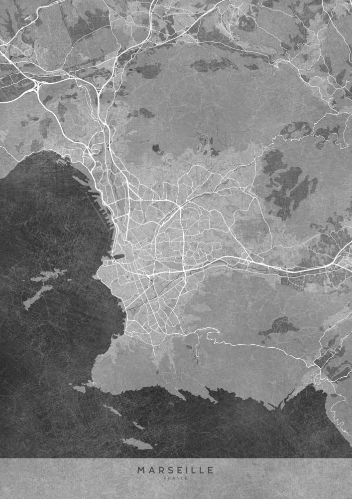 Coastal Marseille Map by Rosana Laiz Blursbyai — canvas wall art