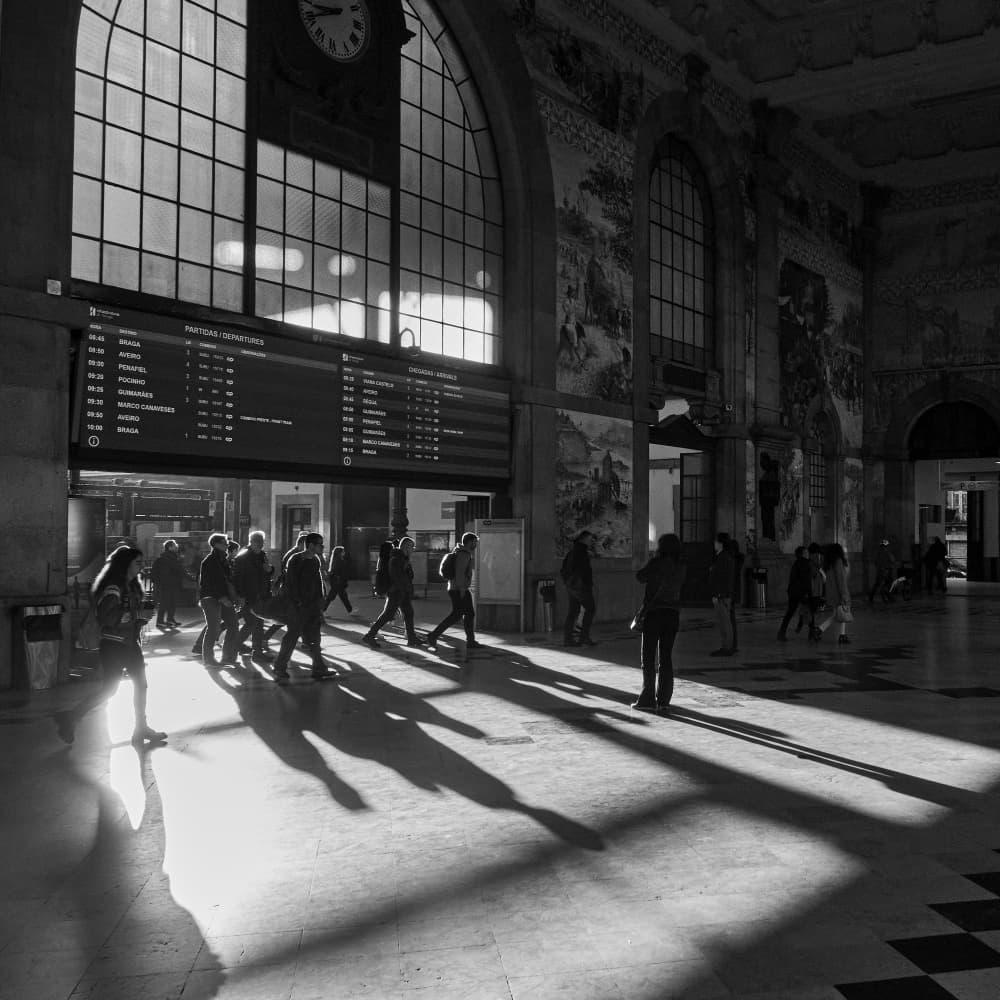 Grand Station Shadows by Valentin Borsan — canvas wall art