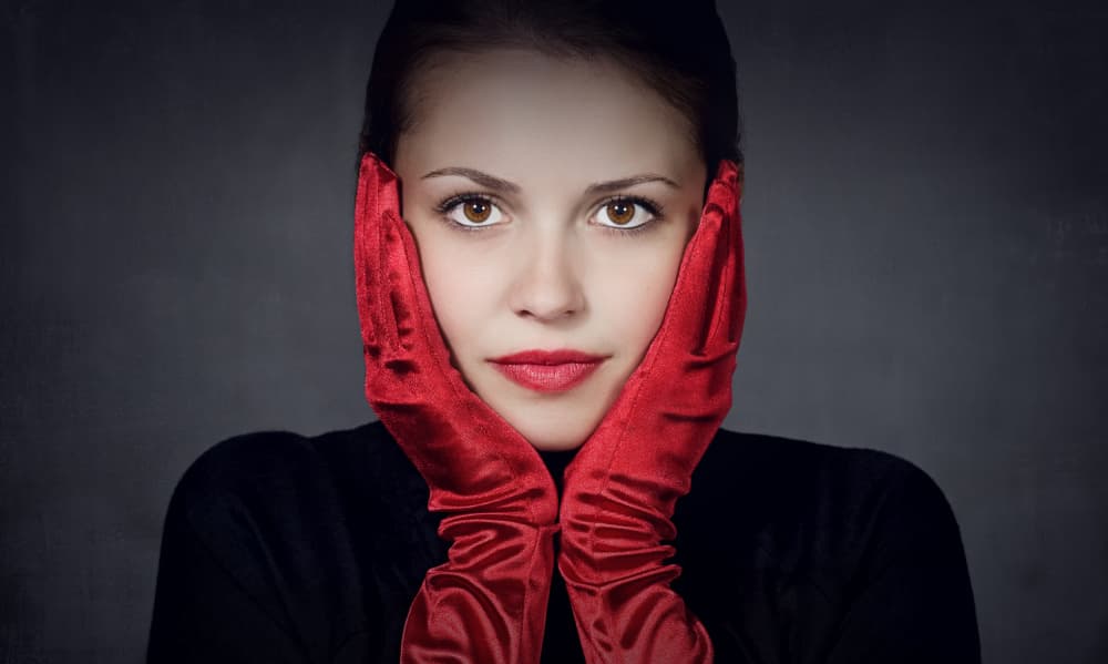 Elegant Woman Red Gloves by Jan Scheunders — canvas wall art