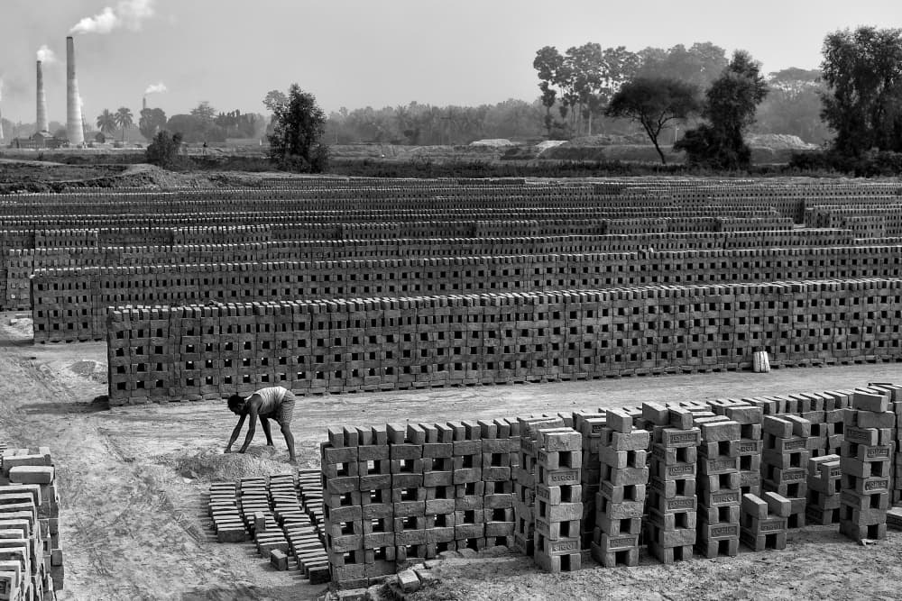 Industrial Brickyard Labor by Avishek Das — canvas wall art