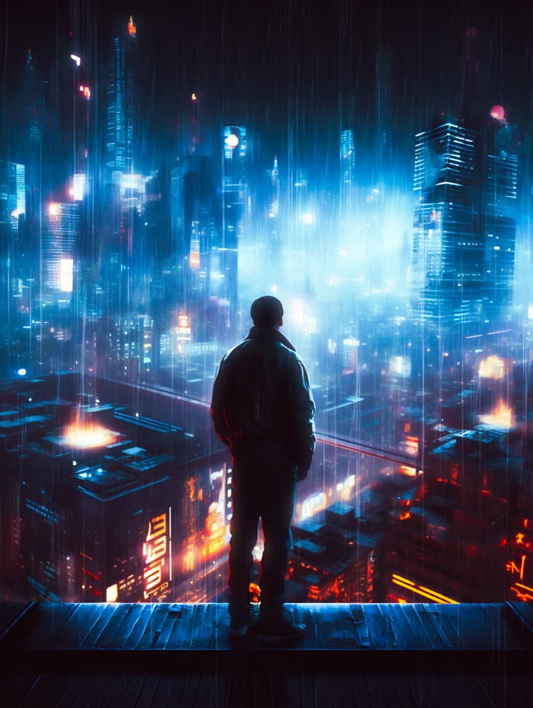 A Cyberpunk Neon Hero by Taudalpoi — canvas wall art