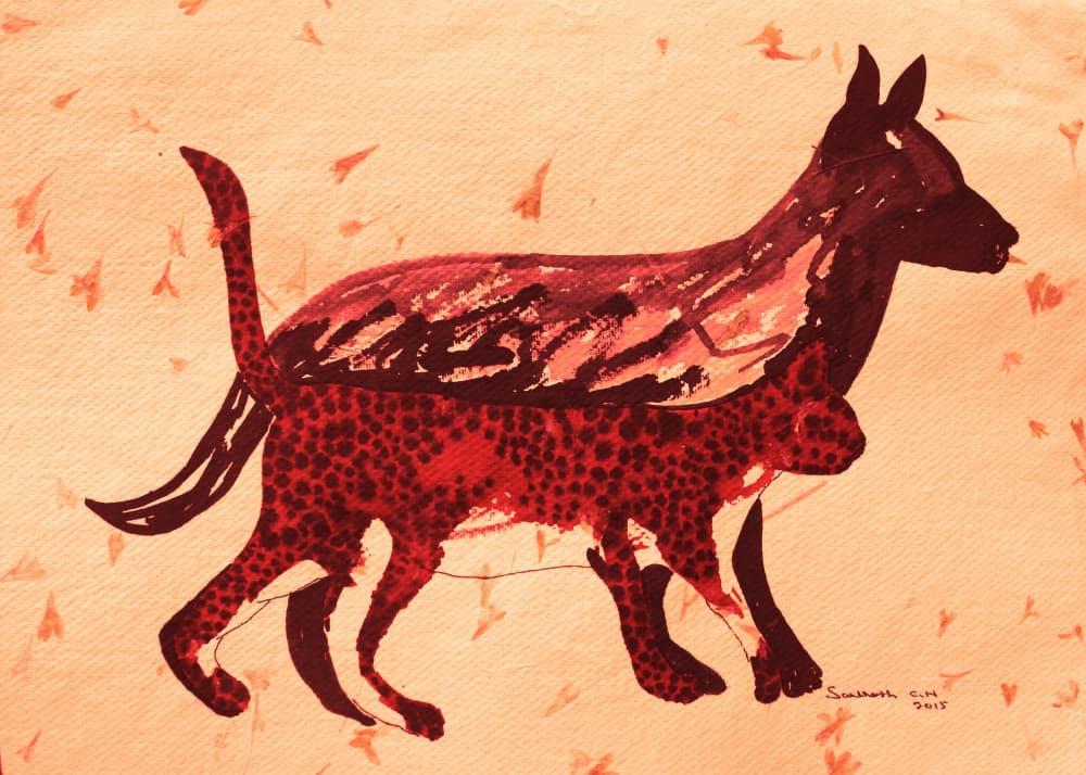 Primal Red Animals by Santhosh ch — canvas wall art