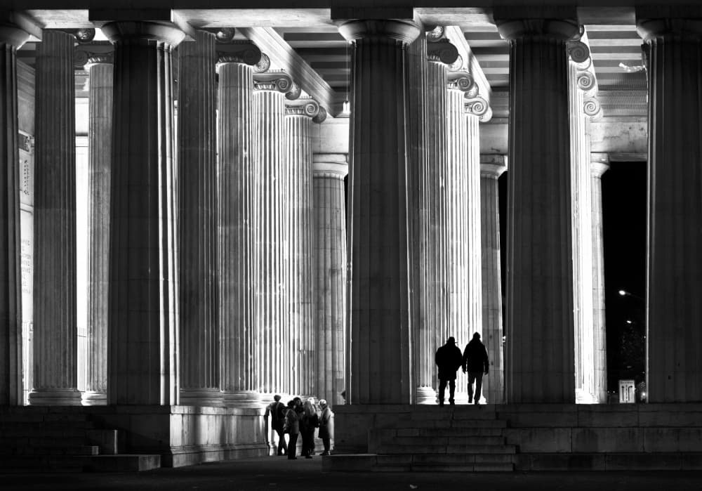 Classical Columns Night by Hans Peter Rank — canvas wall art