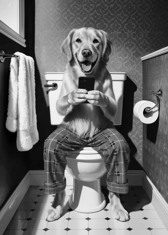 Funny Dog Bathroom Break by Andreas Magnusson — canvas wall art