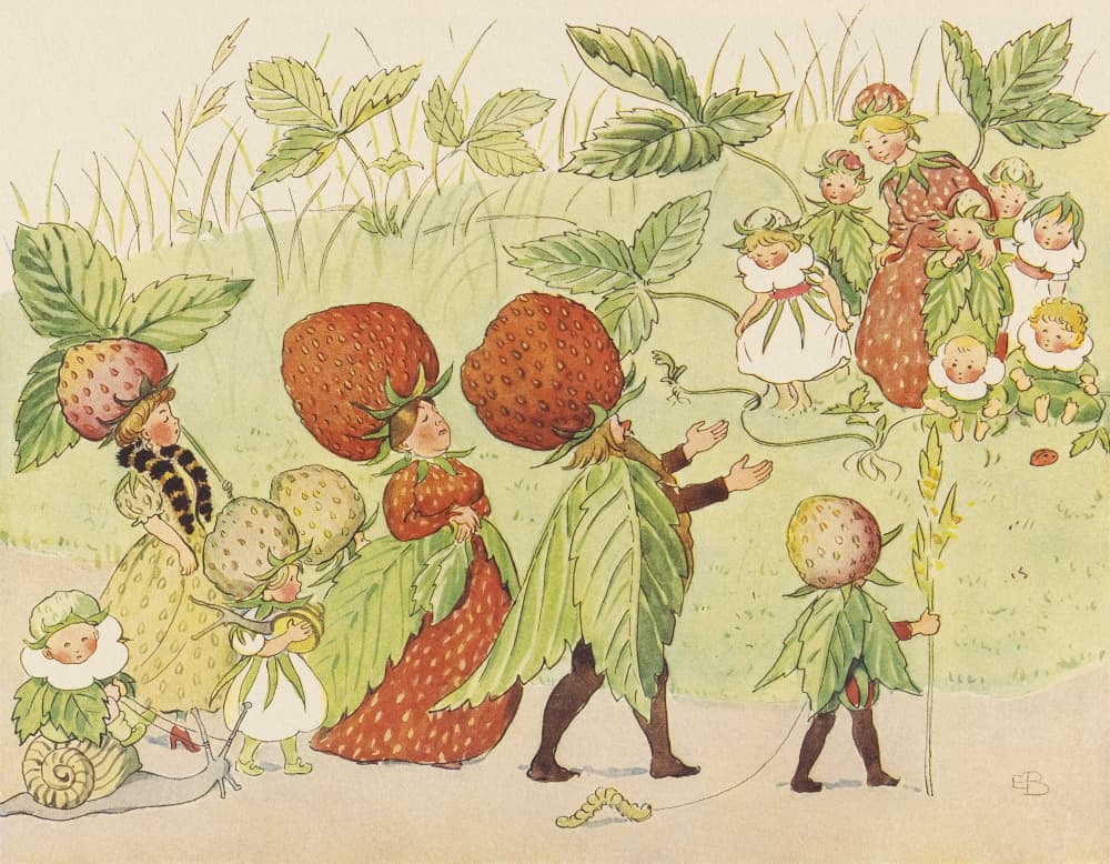Lasse Liten I Trädgården - Jordgubbsfamiljen by Elsa Beskow — canvas wall art