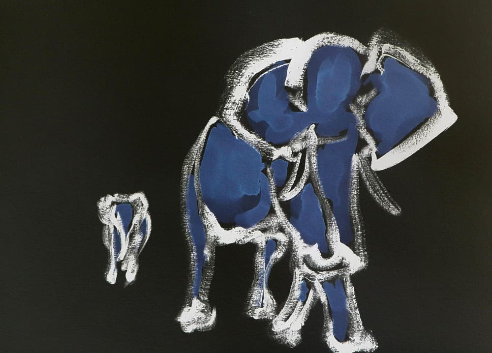 Blue Elephant Family by Santhosh ch — canvas wall art