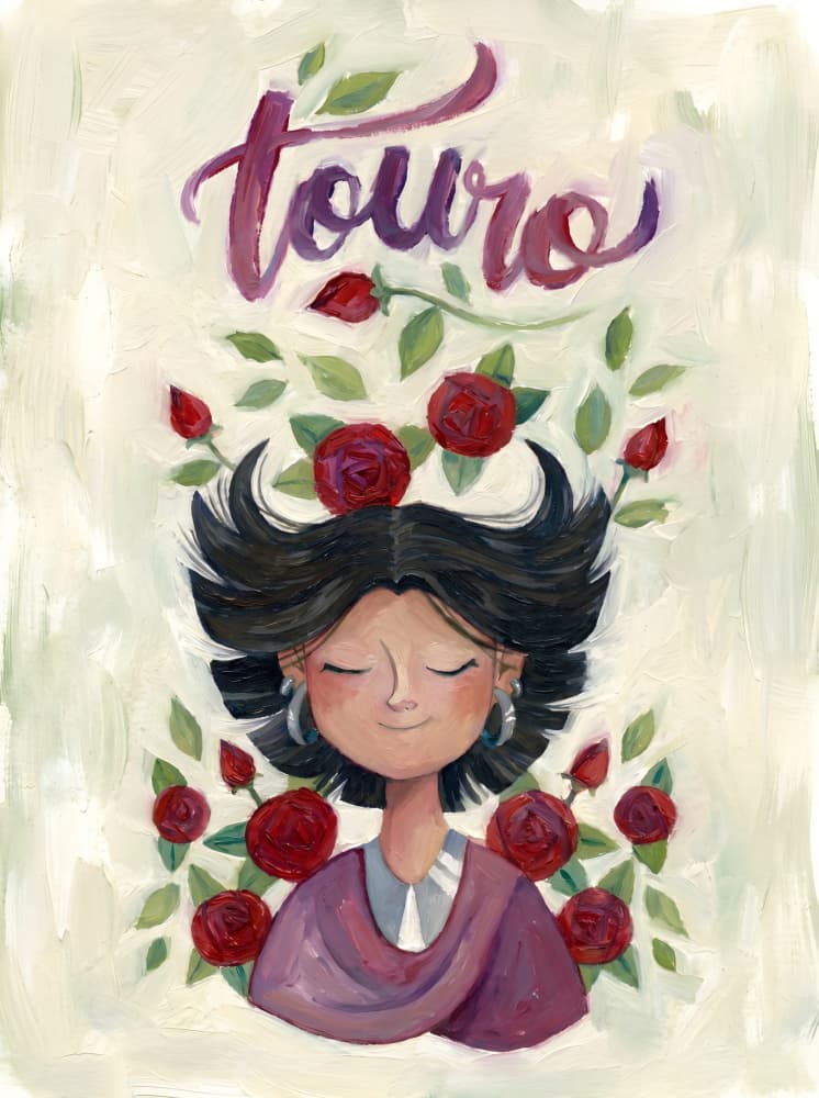 Taurus Woman With Roses by HUGO — canvas wall art