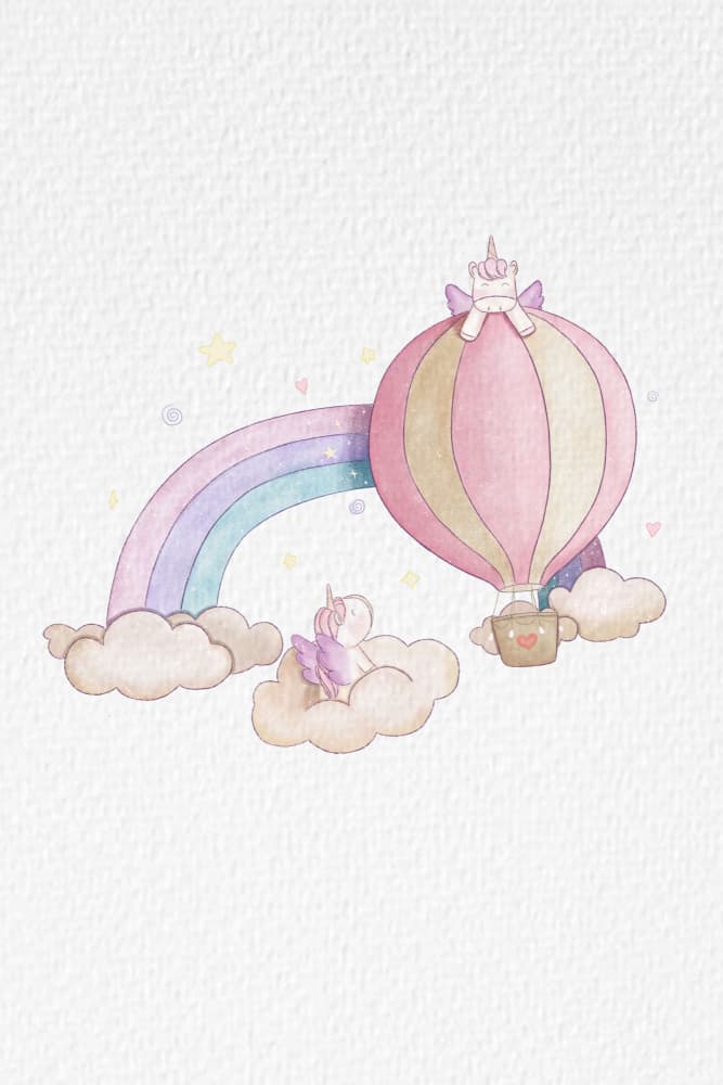 Whimsical Unicorn Hot Air Balloon by Xuan Thai — canvas wall art