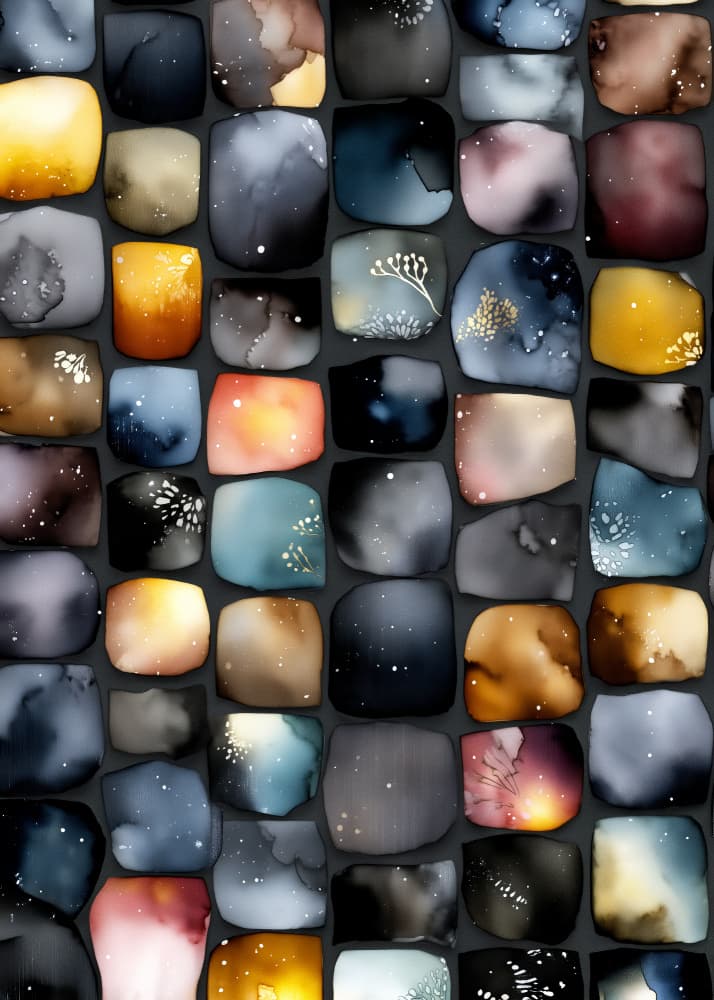 Watercolor Galaxy Stones by Justyna Jaszke — canvas wall art