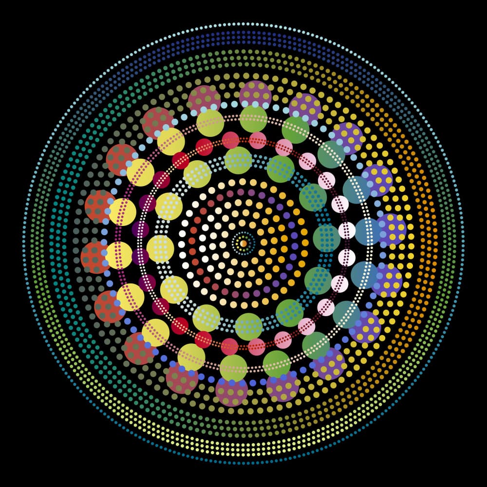 Vibrant Dot Mandala by Angelo Cerantola — canvas wall art