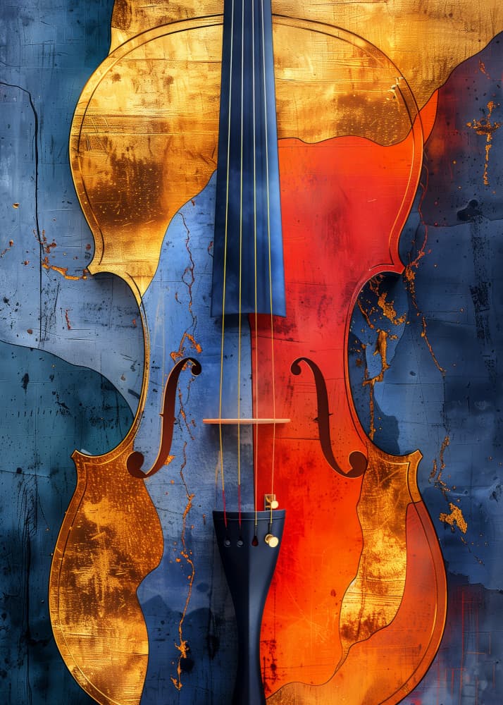 Vibrant Abstract Violin by Justyna Jaszke — canvas wall art