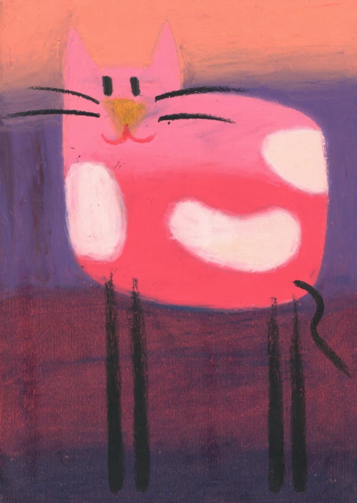 Happy Pink Cat by Kulik — canvas wall art
