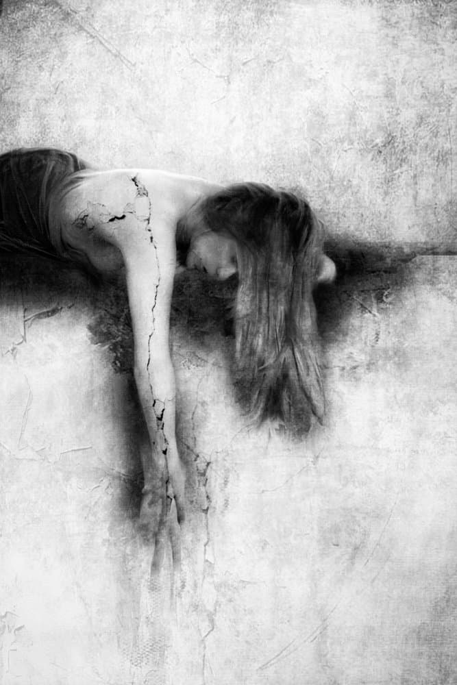 Fragile Cracked Figure by Charlaine Gerber — canvas wall art